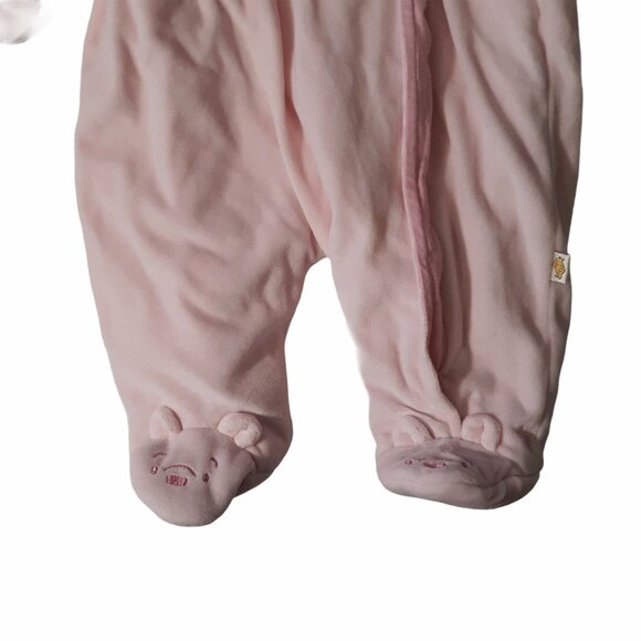 Disney Classic Pooh Baby Girl Hooded Pink Fleece Footed Onesie Embroidery 6M - Picture 3 of 7